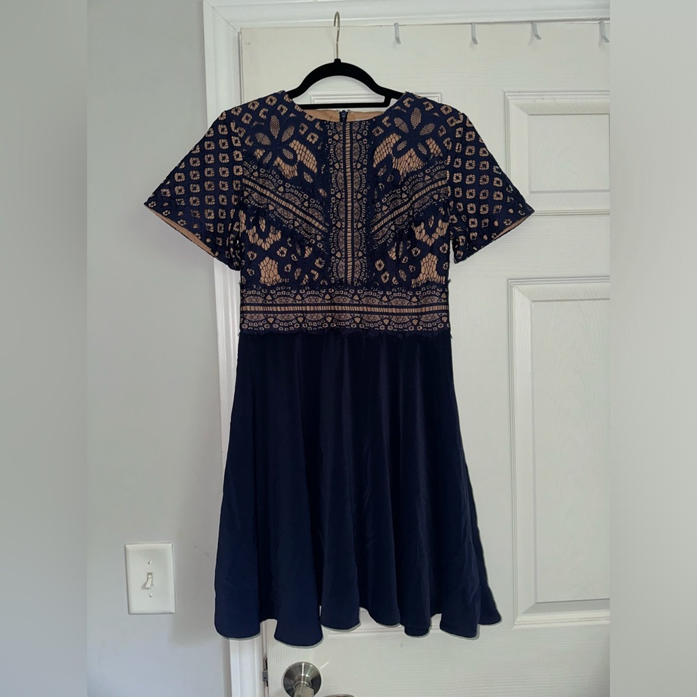 Two Sisters the Label navy lace embroidered dress